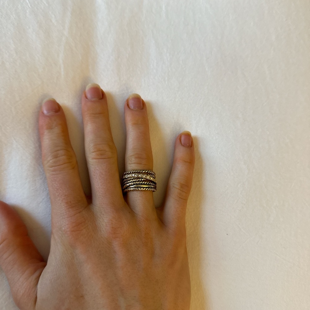 Layered Gold-Tone Twisted Band Ring